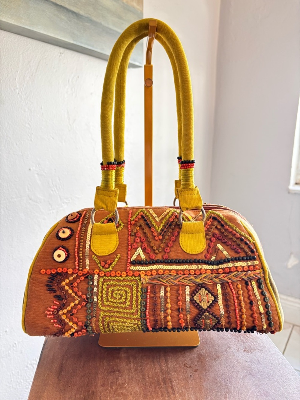 Boho Beaded Embroidered Statement Bag Festival Indie Purse - Picture 2 of 10